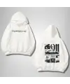 Porsche Ön Arka Baskılı Beyaz Kapşonlu Sweatshirt