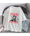 Public Heroes Baskılı Beyaz Unisex Oversize T-Shirt