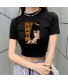 Pulp Fiction Baskılı Siyah Crop