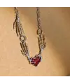 Punk Heart Skeleton Hand Kolye Gümüş Renk Kolye