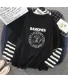 Ramones Logo Baskılı Fake Sleeves Unisex Siyah T-Shirt