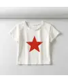 Red Star Baskılı Beyaz Crop