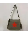 Red Star Baskılı Unisex Yeşil Postacı Çantası