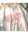 Retro Cation Baskılı Beyaz Unisex Oversize T-Shirt