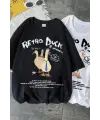 Retro Duck Baskılı Unisex Oversize T-Shirt