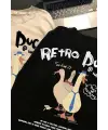 Retro Duck Baskılı Unisex Oversize T-Shirt
