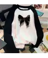 Ribbon Detay Reglan Uzun Kollu Beyaz T-Shirt