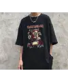 Rock Serisi Iron Maiden Skull Siyah Unisex Oversize T-Shirt