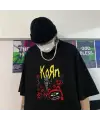Rock Serisi Korn Poster Siyah Unisex Oversize T-Shirt