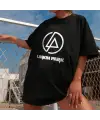 Rock Serisi Linkin Park Logo Siyah Unisex Oversize T-Shirt
