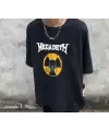 Rock Serisi Megadeth Danger Skull Siyah Unisex Oversize T-Shirt