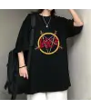 Rock Serisi Slayer Baskılı Siyah Unisex Oversize T-Shirt