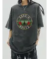 Guns N Roses Baskılı Siyah Unisex Oversize T-Shirt