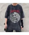 Rock Serisi Yıkamalı Unisex Metallica Eskitme T-Shirt