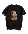 Samurai Cat Spaghetti Siyah Unisex Oversize T-Shirt