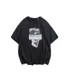 Siyah Michelangelo Heykeli Baskılı Oversize T-Shirt