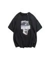 Siyah Michelangelo Heykeli Baskılı Oversize T-Shirt