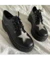 Siyah Oxford Star Detail Lolita Ayakkabı