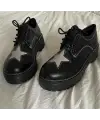 Siyah Oxford Star Detail Lolita Ayakkabı