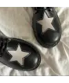 Siyah Oxford Star Detail Lolita Ayakkabı