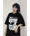 Siyah Renk Tokyo Revengers Büyük Baskılı Unisex Geniş Kesim Anime T-Shirt