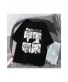 Siyah Renk Tokyo Revengers Büyük Baskılı Unisex Geniş Kesim Anime T-Shirt