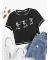 Siyah Skeleton Crop