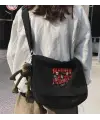 Slasher Baskılı Unisex Siyah Postacı Çantası