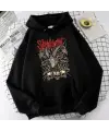 Slipknot Goat Skulls Baskılı Siyah Unisex Oversize Kapüşonlu Sweatshirt