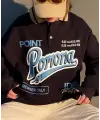 Sokak Tarzı Lacivert Pomona Polo Yaka Oversize Unisex Sweatshirt