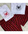 Spider Baskılı Siyah Unisex Oversize Kısa Kol  Alt Üst 2 L.İ Takım