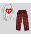 Spider Heart Baskılı Siyah Unisex Oversize Kısa Kol  Alt Üst 2 L.İ Takım