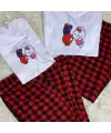 Spider&Hello Kitty Baskılı Siyah Unisex Oversize Kısa Kol  Alt Üst 2 L.İ Takım