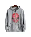 Spider-Man Head Baskılı Oversize Fermuarlı Gri Unisex Kapüşonlu Hırka
