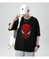 Yıkamalı Spider-Man Head Baskılı Oversize Eskitme T-Shirt