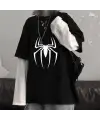Spider Unisex Oversize Fake Kollu Beyaz T-Shirt