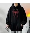Spider Web Baskılı Unisex Oversize Hoodie