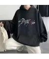 Stray Kids Siyah Kapüşonlu Oversize Sweatshirt Hoodie