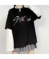 Stray Kids Unisex Oversize Fake Kollu Beyaz T-Shirt
