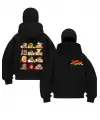 Street Fighter Baskılı 3 İplik ( Kalın )  Şardonlu ( İçi Pamuklu )  Unisex Kar Maskeli Kapüşonlu Oversize Ninja Hırka