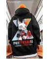 Street Wear PUNISHTAIAL Baskılı Oversize Unisex Siyah Kapşonlu Hoodie Sweatshirt