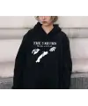 The Smiths Baskılı Siyah Unisex Oversize Kapüşonlu Sweatshirt