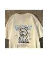 Toptan Beyaz Cartoon Bear Baskılı Oversize T-Shirt