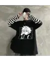 Touz Anime Hunter X Hunter Killua Unisex Çizgili Kollu T-Shirt