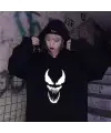 Touz Gothic Punisher Siyah Kapüşonlu Sweatshirt