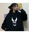Touz Gothic Punisher Siyah Kapüşonlu Sweatshirt