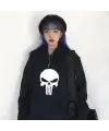 Touz Punisher Siyah Kapüşonlu Sweatshirt