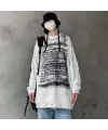 Touz Vintage Harajuku Graffiti Desenli Unisex Oversize Ecru Kazak