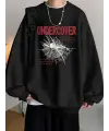 Undercover Siyah Unisex Oversize Bisiklet Yaka Sweatshirt