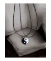 Unisex 2li Yin Yang Suni Deri İpli Kolye Arkadaşlık, Çift kolye, Sevgili Kolye